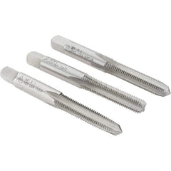 Made in USA - M7x1.00 Metric Coarse, 4 Flute, Bottoming, Plug & Taper, Bright Finish, High Speed Steel Tap Set - Right Hand Cut, 2-23/32" OAL, 1-1/8" Thread Length - Industrial Tool & Supply