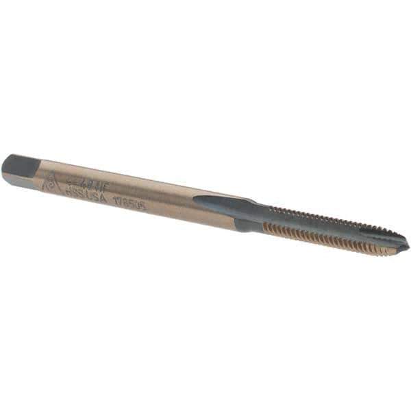 Made in USA - #4-48 UNF, 2 Flute, Bright Finish, High Speed Steel Spiral Point Tap - Plug Chamfer, Right Hand Thread, 1-7/8" OAL - Exact Industrial Supply