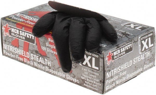 MCR Safety - Size XL, 3 mil, Powder Free Nitrile Disposable Gloves - Industrial Tool & Supply