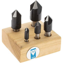 Import - 5 Piece, 1/4 to 3/4" Head Diam, 82° Included Angle, Single End Countersink Set - Industrial Tool & Supply