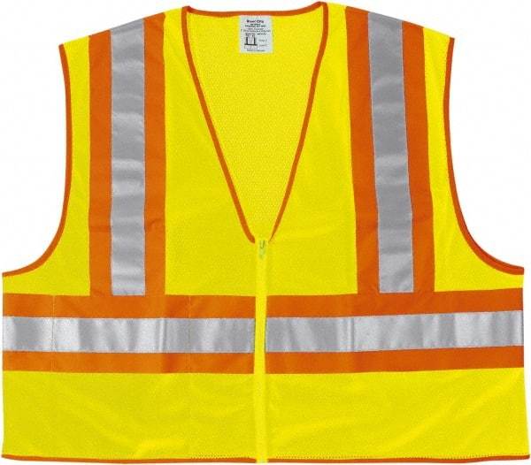 MCR Safety - Size XL High Visibility Lime General Purpose Vest - Zipper Closure, 2 Pockets, Polyester - Industrial Tool & Supply