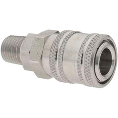 Parker - 1/4-18 NPTF Industrial Pneumatic Hose Coupler - Stainless Steel, 1/4" Body Diam - Industrial Tool & Supply