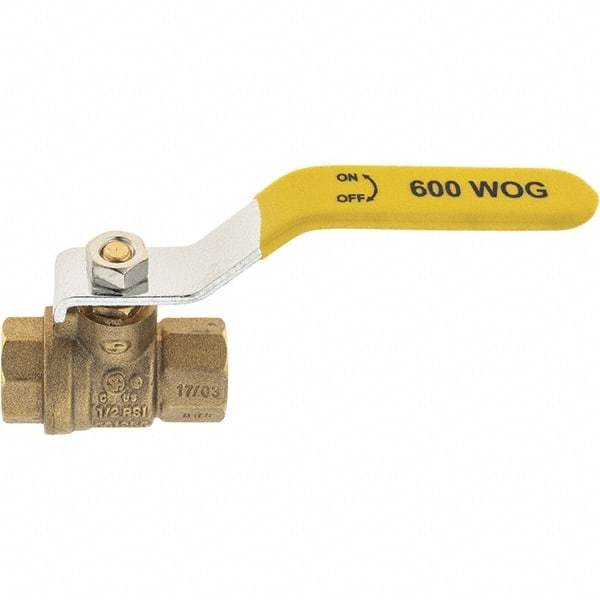 Value Collection - 1/4" Pipe, Brass Full Port Ball Valve - 2 Piece, NPT Ends, Lever Handle, 600 WOG, 150 WSP - Industrial Tool & Supply