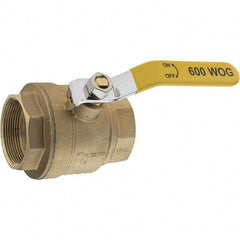 Value Collection - 2" Pipe, Brass Full Port Ball Valve - 2 Piece, NPT Ends, Lever Handle, 600 WOG, 150 WSP - Industrial Tool & Supply