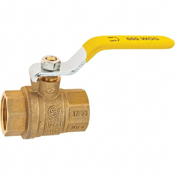 Value Collection - 3/4" Pipe, Brass Full Port Ball Valve - 2 Piece, NPT Ends, Lever Handle, 600 WOG, 150 WSP - Industrial Tool & Supply