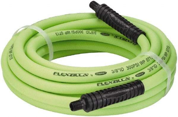 Legacy - 3/8" ID x 0.61" OD 25' Long Multipurpose Air Hose - MNPT x MNPT Ends, 300 Working psi, 140°, 1/4" Fitting, Green - Industrial Tool & Supply