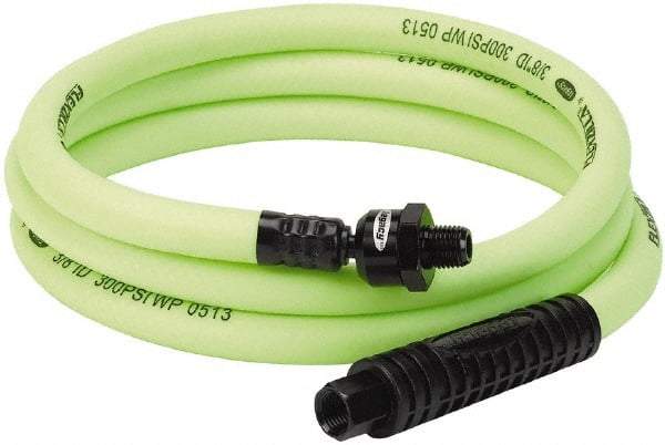 Legacy - 3/8" ID x 0.61" OD 6' Long Lead-In Whip Hose - FNPT x MNPT Ball Swivel Ends, 300 Working psi, 140°, 1/4" Fitting, Green - Industrial Tool & Supply
