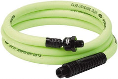 Legacy - 3/8" ID x 0.61" OD 6' Long Lead-In Whip Hose - FNPT x MNPT Ball Swivel Ends, 300 Working psi, 140°, 1/4" Fitting, Green - Industrial Tool & Supply