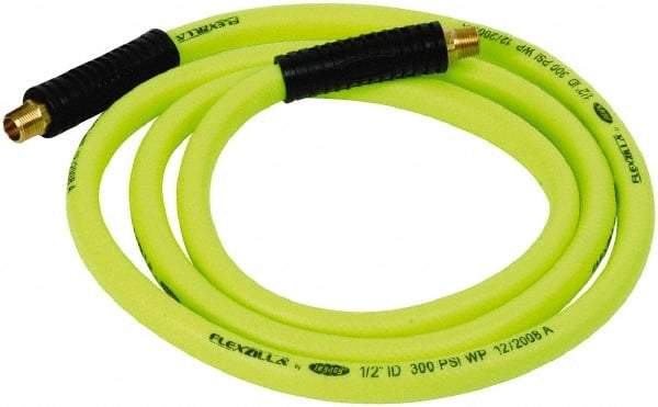 Legacy - 1/2" ID x 0.74" OD 8' Long Lead-In Whip Hose - MNPT x MNPT Ends, 300 Working psi, 140°, 3/8" Fitting, Green - Industrial Tool & Supply