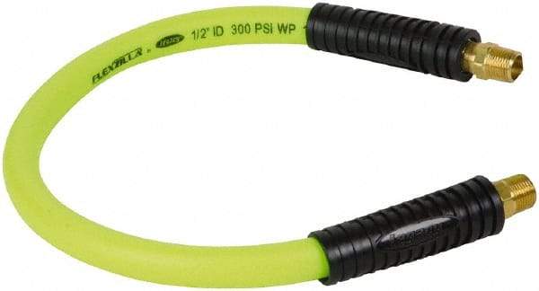 Legacy - 1/2" ID x 0.74" OD 2' Long Lead-In Whip Hose - MNPT Fixed x MNPT Swivel End, 300 Working psi, 140°, 3/8" Fitting, Green - Industrial Tool & Supply