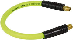 Legacy - 1/2" ID x 0.74" OD 2' Long Lead-In Whip Hose - MNPT Fixed x MNPT Swivel End, 300 Working psi, 140°, 3/8" Fitting, Green - Industrial Tool & Supply