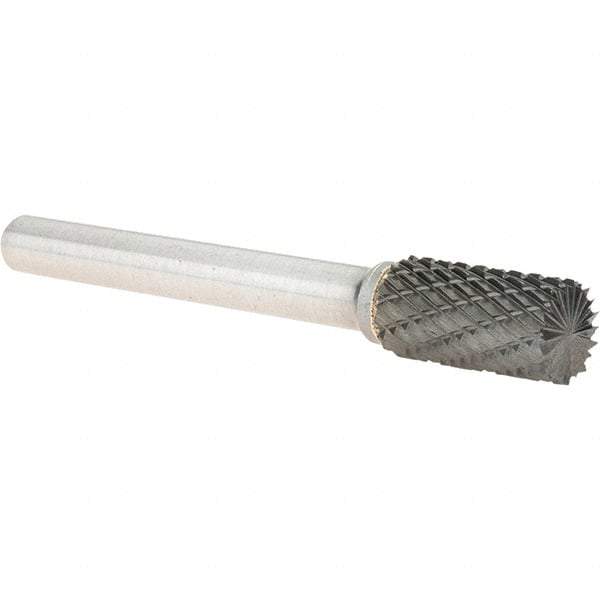 Value Collection - 3/8" Cut Diam, 1/4" Shank Diam, Cylinder Head Burr - Carbide, End Cut End, 3/4" LOC, 2-3/4" OAL - Industrial Tool & Supply