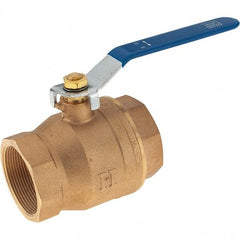 Value Collection - 2" Pipe, Bronze Full Port Ball Valve - 2 Piece, NPT Ends, Lever Handle, 600 WOG, 150 WSP - Industrial Tool & Supply