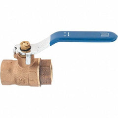 Value Collection - 1/2" Pipe, Bronze Full Port Ball Valve - 2 Piece, NPT Ends, Lever Handle, 600 WOG, 150 WSP - Industrial Tool & Supply