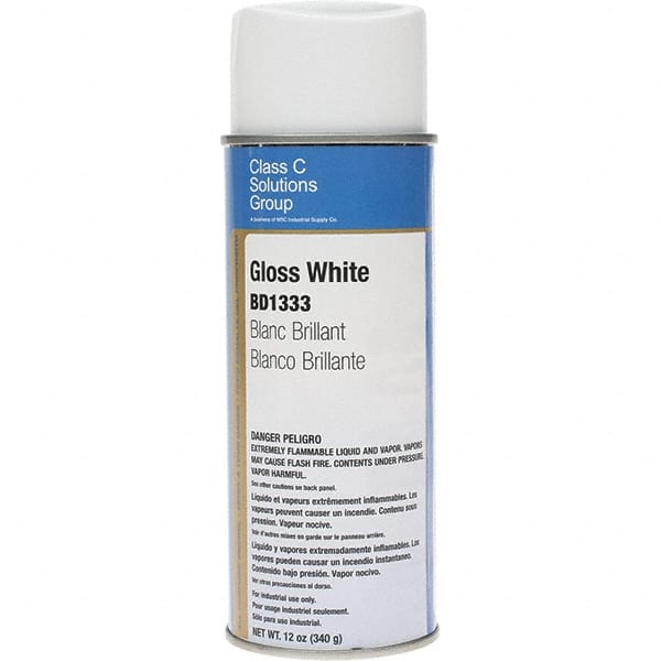 Enamel Spray Paint: White, Gloss, 12 oz