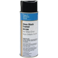 Enamel Spray Paint: Black, Gloss, 12 oz