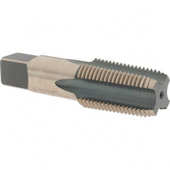 Made in USA - 1/2-14 NPT Thread, 4 Flute Standard Pipe Tap - 3-1/8" OAL, 1-3/8" Thread Length, 11/16" Shank Diam, Oxide/Gold Finish, High Speed Steel - Exact Industrial Supply