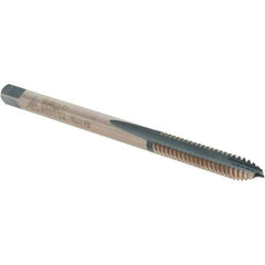 Made in USA - #6-32 UNC, 2 Flute, Bright Finish, High Speed Steel Spiral Point Tap - Plug Chamfer, Right Hand Thread, 2" OAL - Exact Industrial Supply