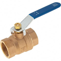 Value Collection - 1" Pipe, Bronze Full Port Ball Valve - 2 Piece, NPT Ends, Lever Handle, 600 WOG, 150 WSP - Industrial Tool & Supply