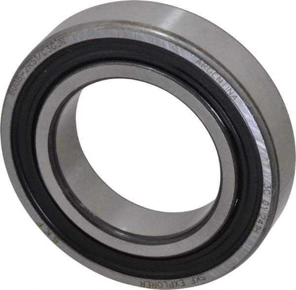 SKF - 40mm Bore Diam, 68mm OD, Double Seal Deep Groove Radial Ball Bearing - 15mm Wide, 1 Row, Round Bore, 11,600 Nm Static Capacity, 17,800 Nm Dynamic Capacity - Industrial Tool & Supply