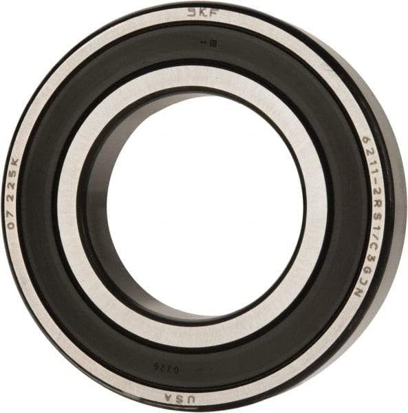 SKF - 55mm Bore Diam, 100mm OD, Double Seal Deep Groove Radial Ball Bearing - 21mm Wide, 1 Row, Round Bore, 29,000 Nm Static Capacity, 46,200 Nm Dynamic Capacity - Industrial Tool & Supply