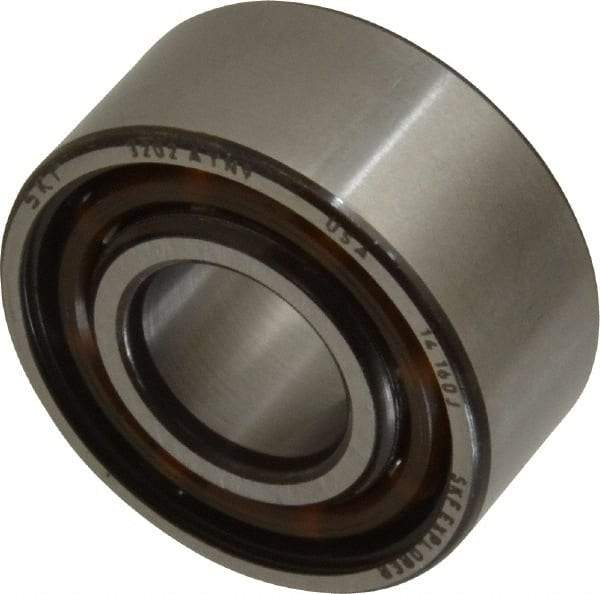 SKF - 15mm Bore Diam, 35mm OD, Open Angular Contact Radial Ball Bearing - 15.9mm Wide, 2 Rows, Round Bore, 6,700 Lb Static Capacity, 11,200 Lb Dynamic Capacity - Industrial Tool & Supply