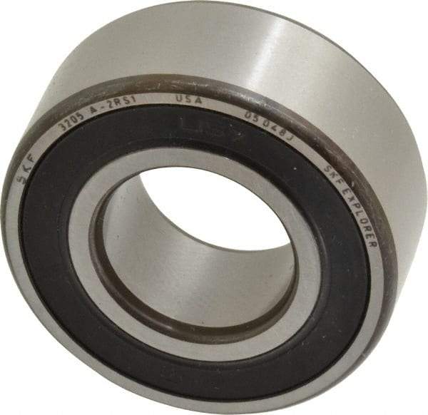 SKF - 25mm Bore Diam, 52mm OD, Double Seal Angular Contact Radial Ball Bearing - 20.6mm Wide, 2 Rows, Round Bore, 14,300 Lb Static Capacity, 20,800 Lb Dynamic Capacity - Industrial Tool & Supply