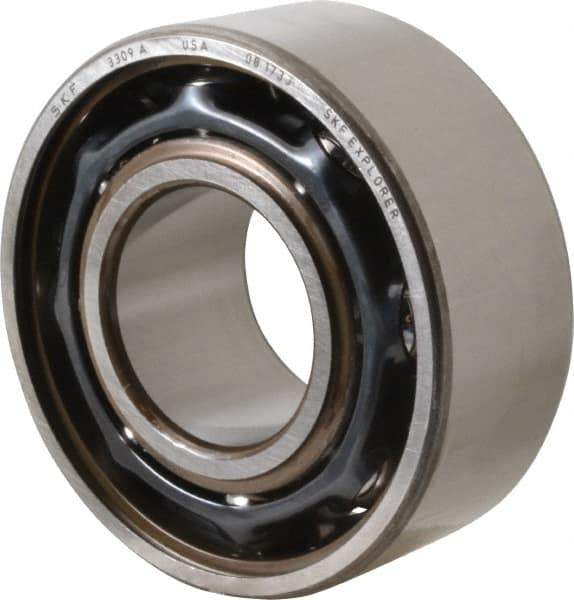 SKF - 45mm Bore Diam, 100mm OD, Open Angular Contact Radial Ball Bearing - 39.7mm Wide, 2 Rows, Round Bore, 53,000 Lb Static Capacity, 72,800 Lb Dynamic Capacity - Industrial Tool & Supply