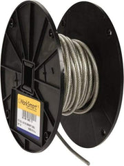 Value Collection - 3/16" x 3/32" Diam, Aircraft Cable - 920 Lb Breaking Strength, 7 x 7 Strand Core, Vinyl Coating - Industrial Tool & Supply