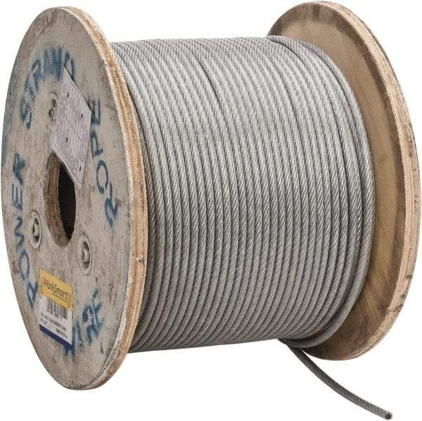 Value Collection - 1/4" x 3/16" Diam, Aircraft Cable - 4,200 Lb Breaking Strength, 7 x 19 Strand Core, Vinyl Coating - Industrial Tool & Supply