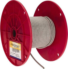 Value Collection - 3/16" x 1/8" Diam, Aircraft Cable - 2,000 Lb Breaking Strength, 7 x 19 Strand Core, Vinyl Coating - Industrial Tool & Supply