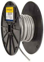 Value Collection - 3/16" x 1/8" Diam, Aircraft Cable - 2,000 Lb Breaking Strength, 7 x 19 Strand Core, Vinyl Coating - Industrial Tool & Supply