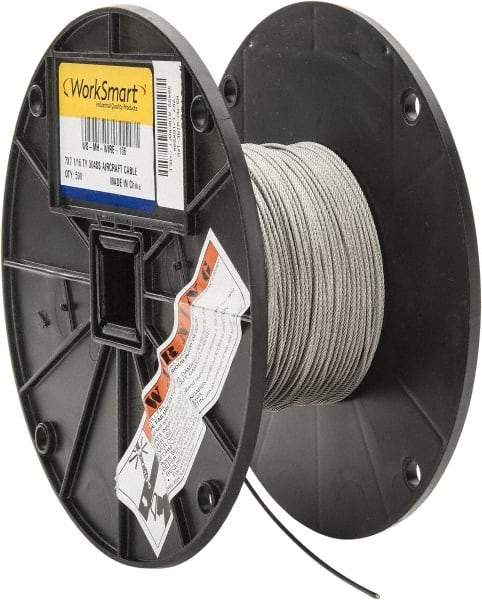Value Collection - 1/16" Diam, Aircraft Cable - 480 Lb Breaking Strength, 7 x 7 Strand Core - Industrial Tool & Supply