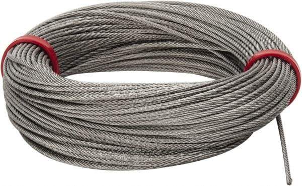 Value Collection - 1/16" Diam, Aircraft Cable - 480 Lb Breaking Strength, 7 x 7 Strand Core - Industrial Tool & Supply