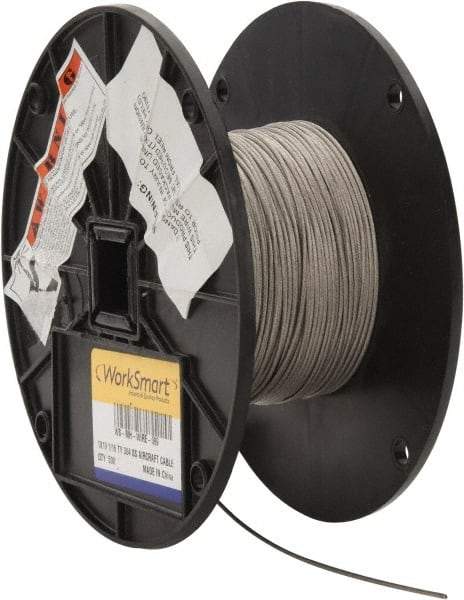 Value Collection - 1/16" Diam, Aircraft Cable - 500 Lb Breaking Strength, 1 x 19 Single Strand - Industrial Tool & Supply