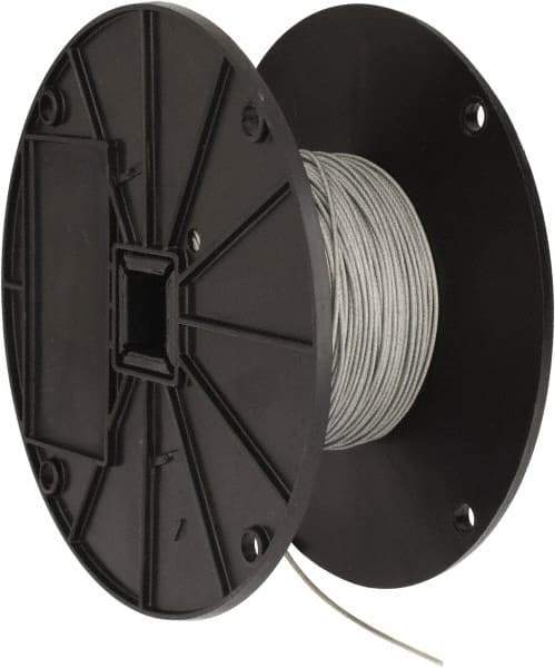 Value Collection - 1/16" x 3/64" Diam, Aircraft Cable - 270 Lb Breaking Strength, 7 x 7 Strand Core, Nylon Coating - Industrial Tool & Supply