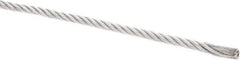 Value Collection - 5/32" Diam, Galvanized Steel Wire Rope - 2,800 Lb Breaking Strength, 7 x 19 Strand Core - Industrial Tool & Supply