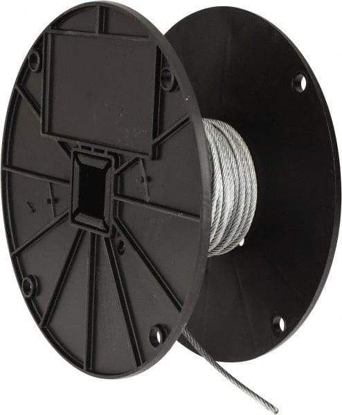 Value Collection - 1/8" Diam, Galvanized Steel Wire Rope - 2,000 Lb Breaking Strength, 7 x 19 Strand Core - Industrial Tool & Supply