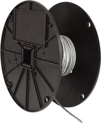 Value Collection - 1/8" Diam, Galvanized Steel Wire Rope - 2,000 Lb Breaking Strength, 7 x 19 Strand Core - Industrial Tool & Supply