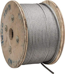 Value Collection - 1/4" Diam, Galvanized Steel Wire Rope - 7,000 Lb Breaking Strength, 7 x 19 Strand Core - Industrial Tool & Supply