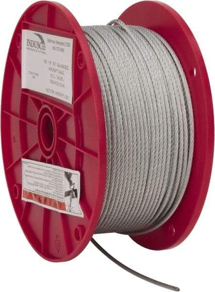 Value Collection - 1/8" Diam, Aircraft Cable - 1,700 Lb Breaking Strength, 7 x 7 Strand Core - Industrial Tool & Supply