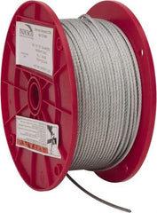 Value Collection - 1/8" Diam, Aircraft Cable - 1,700 Lb Breaking Strength, 7 x 7 Strand Core - Industrial Tool & Supply