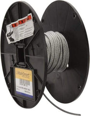 Value Collection - 1/8" Diam, Aircraft Cable - 1,700 Lb Breaking Strength, 7 x 7 Strand Core - Industrial Tool & Supply