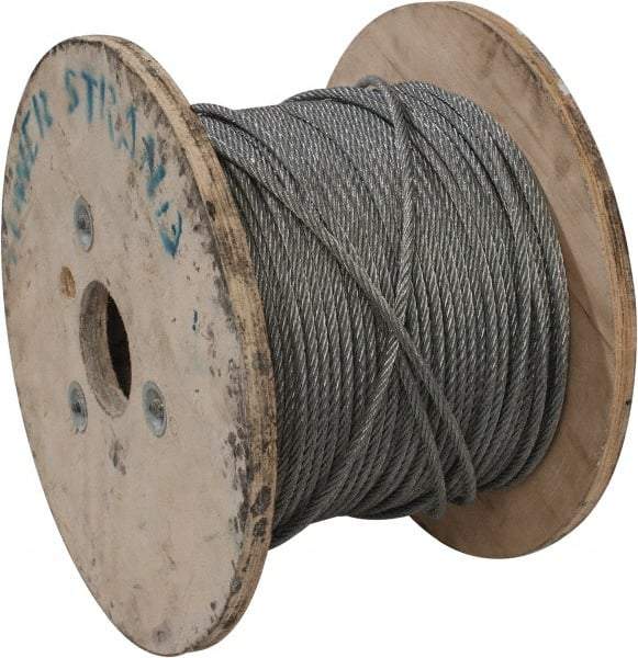 Value Collection - 1/4" Diam, Aircraft Cable - 6,100 Lb Breaking Strength, 7 x 7 Strand Core - Industrial Tool & Supply