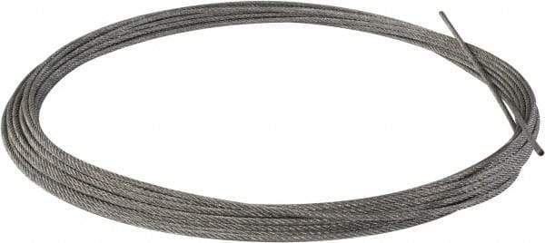 Value Collection - 1/4" Diam, Aircraft Cable - 6,100 Lb Breaking Strength, 7 x 7 Strand Core - Industrial Tool & Supply