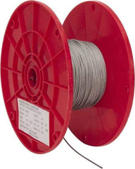 Value Collection - 1/16" Diam, Aircraft Cable - 480 Lb Breaking Strength, 7 x 7 Strand Core - Industrial Tool & Supply