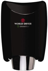World Dryer - 1250 Watt Black Finish Electric Hand Dryer - 208/230 Volts, 1.8-5.2 Amps, 9-21/64" Wide x 12-1/2" High x 7-5/8" Deep - Industrial Tool & Supply