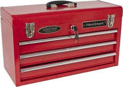 Value Collection - 3 Drawer Portable Tool Chest - 20-1/2" Wide x 8-5/8" Deep x 11-7/8" High, Steel, Red/Brown - Industrial Tool & Supply