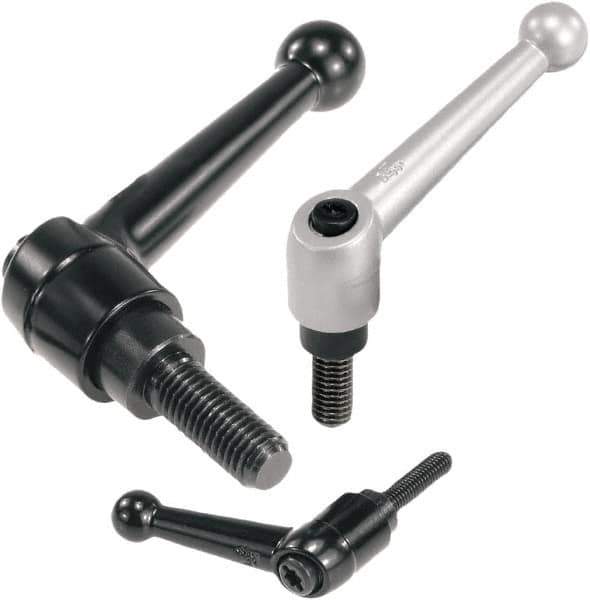 KIPP - M5, Zinc Threaded Stud Adjustable Clamping Handle - 46mm OAL, 35.5mm High - Industrial Tool & Supply