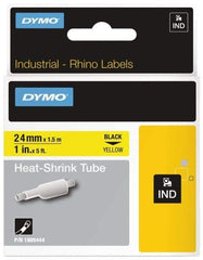 Dymo - 1" Wide x 60" Long, Yellow Heat Shrinkable Polyolefin Label Printer Cartridge - For RHINO 6000, 6500 - Industrial Tool & Supply